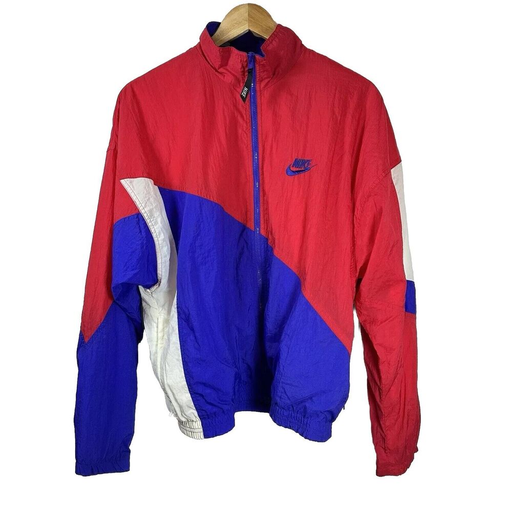 NIKE Vintage Windbreaker Red Jacket Track Suit‎ Hip-Hop Zip Up Red Rare GUC M